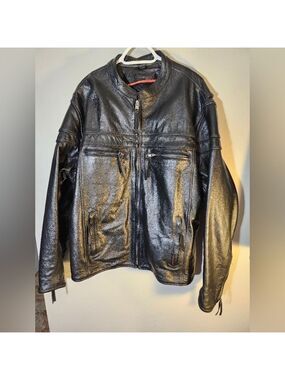 Interstate Men's black leather jacket sz 2XL